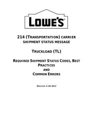 214 (transportation carrier shipment status message - LowesLink