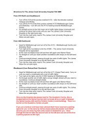 Directions The James Cook University Hospital - Northern Deanery