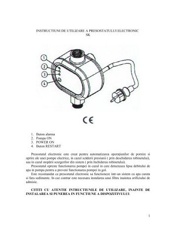 instructiuni de utilizare a presostatului electronic - Dedeman