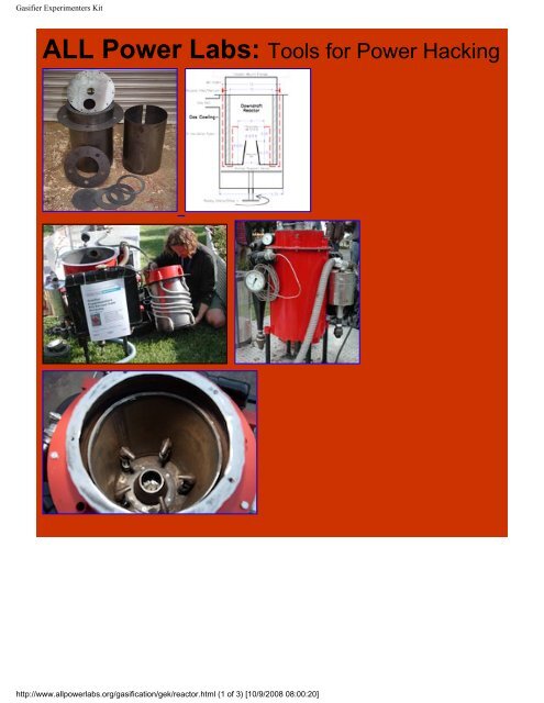 Gasifier Experimenters Kit - Pole Shift Survival Information