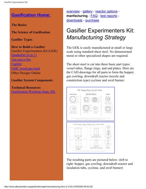 Gasifier Experimenters Kit - Pole Shift Survival Information