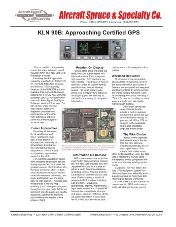 KLN 90B: Approaching Certified GPS - Aircraft Spruce