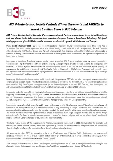 Press Release B3G. 02 01 06 - Axa Private Equity