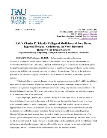 FAU's Schmidt College of Medicine and Boca Raton Regional ...