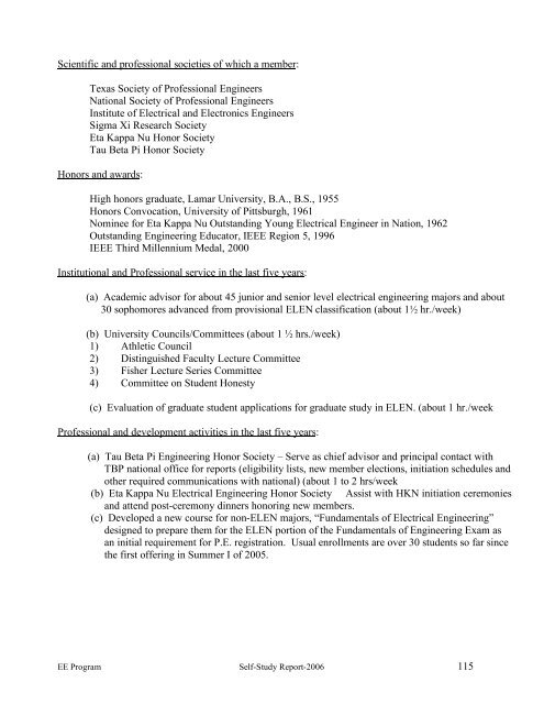 program self-study report - Lamar University Electrical Engineering