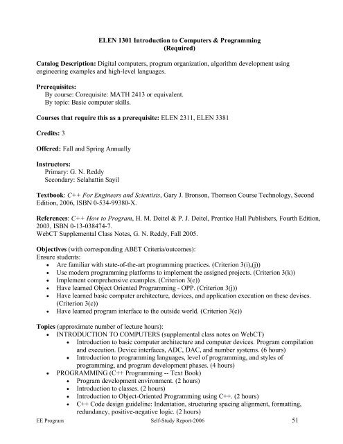 program self-study report - Lamar University Electrical Engineering