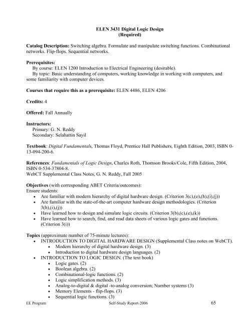 program self-study report - Lamar University Electrical Engineering