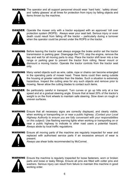 PT Series Operator & Parts Manual - McConnel