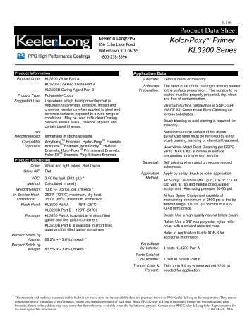 Product Data Sheet Kolor-PoxyTM Primer KL3200 Series
