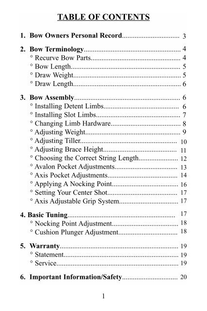 Recurve Bow String Length Chart