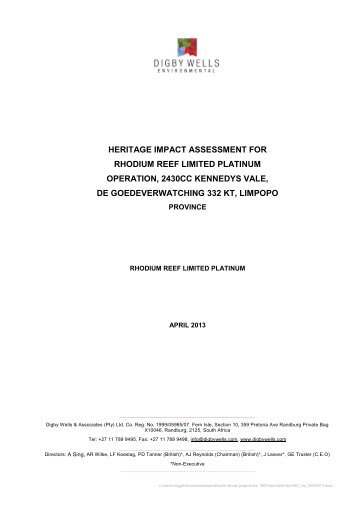 heritage impact assessment for rhodium reef limited ... - SAHRA