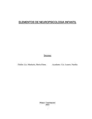 ELEMENTOS DE NEUROPSICOLOGIA INFANTIL