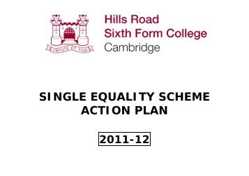 single equality scheme action plan - Hills Road Sixth Form College
