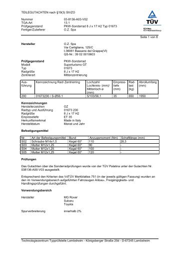 TEILEGUTACHTEN nach Ã‚Â§19(3) StVZO Nummer 03-8136-A03-V02 ...