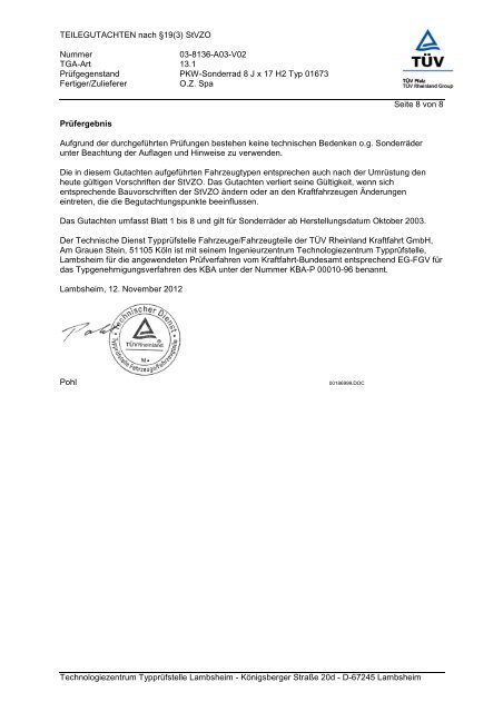 TEILEGUTACHTEN nach Ã‚Â§19(3) StVZO Nummer 03-8136-A03-V02 ...