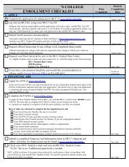 MCC A+ Student Enrollment Checklist