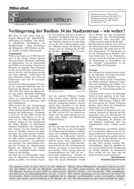 Ausgabe 1, Januar 2010 - Quartier-Anzeiger Archiv