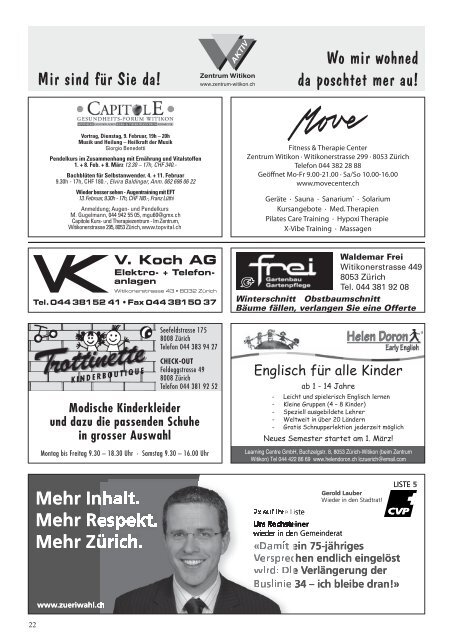 Ausgabe 1, Januar 2010 - Quartier-Anzeiger Archiv