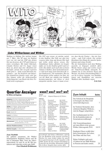 Ausgabe 1, Januar 2010 - Quartier-Anzeiger Archiv