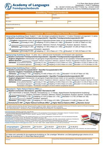 Fremdsprachenberufe - F+U Academy of Languages Heidelberg