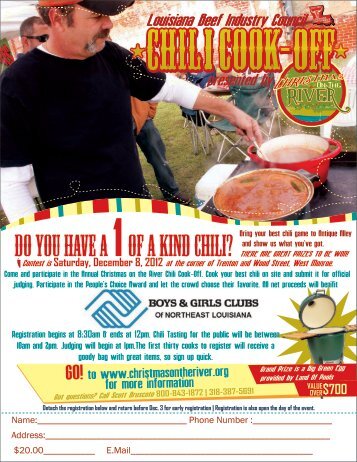chili cook off sign up sheet - Monroe-West Monroe, Louisiana