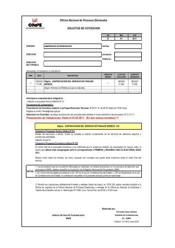 FORMATO SOLICITUD COTIZACION - ONPE