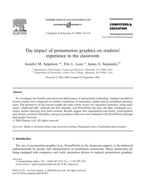 The impact of presentation graphics on students experience in - PGCE