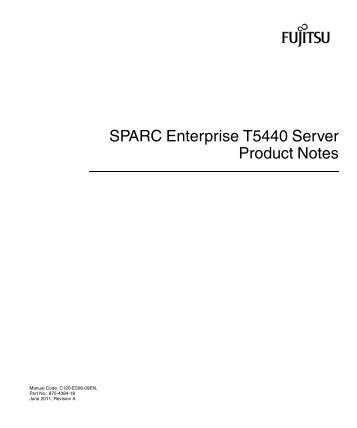 SPARC Enterprise T5440 Server Product Notes