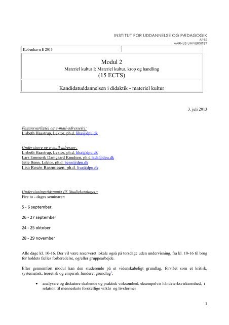 Modul 2 (15 ECTS) - For Studerende - Aarhus Universitet
