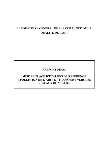 LABORATOIRE CENTRAL DE SURVEILLANCE DE LA ... - LCSQA