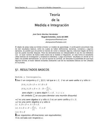 TeorÃ­a de la Medida e IntegraciÃ³n / Integration - branching nature