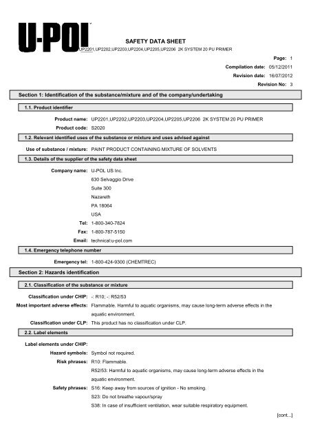 SAFETY DATA SHEET - U-Pol