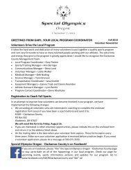 fall volunteer registration & newsletter - Special Olympics Oregon