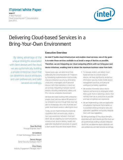 Delivering Cloud-based Services in a Bring-Your-Own ... - Intel