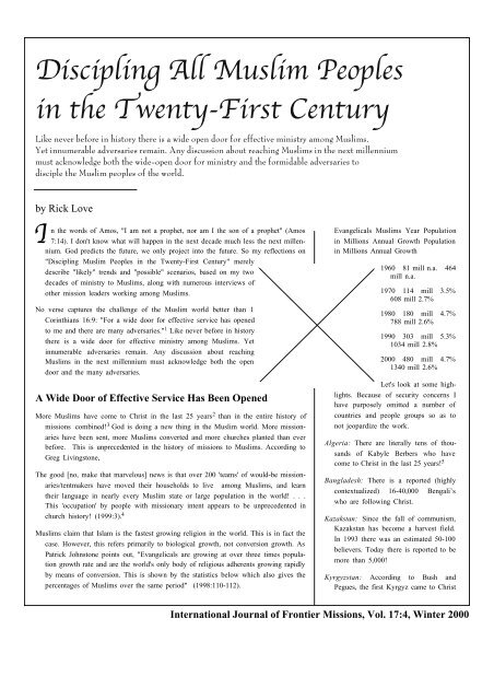 Discipling All Muslim Peoples in the Twenty-First Century