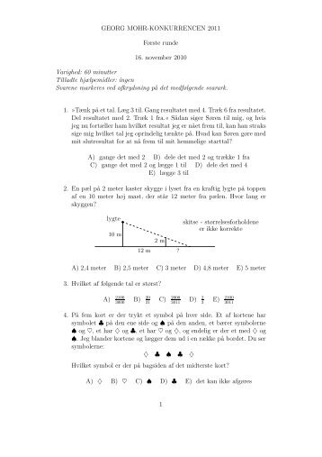 Georg Mohr-Konkurrencen 2011, 1. runde, opgavesÃ¦t