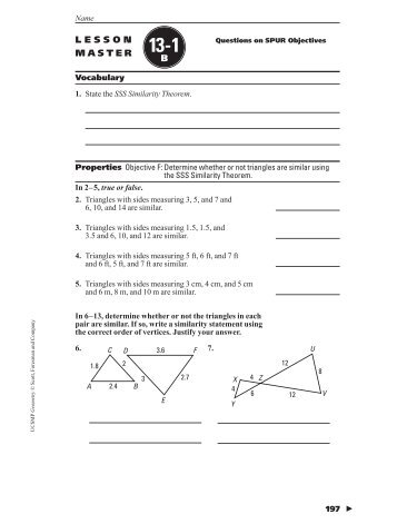 Geometry Chapter 13 Lesson Master Bs