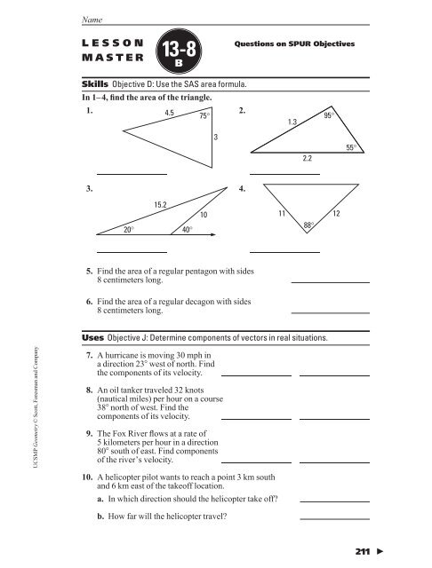 Geometry Chapter 13 Lesson Master Bs