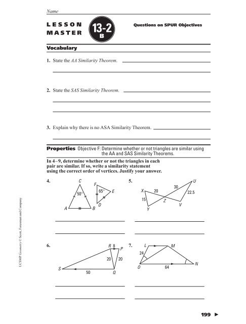 Geometry Chapter 13 Lesson Master Bs