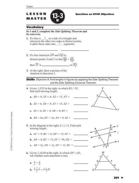 Geometry Chapter 13 Lesson Master Bs