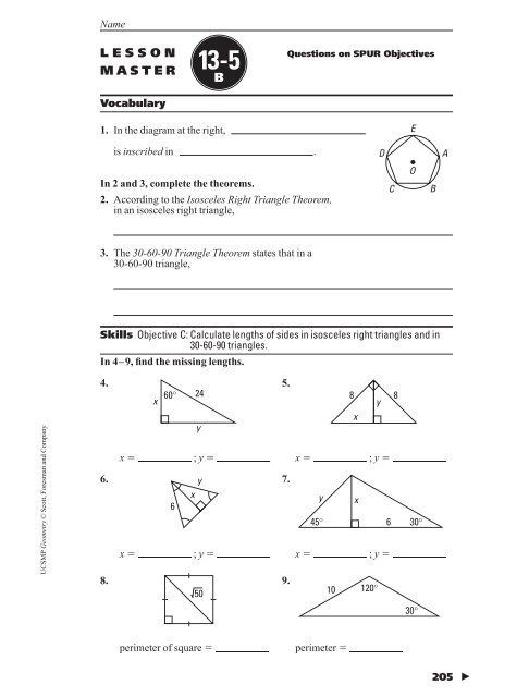 Geometry Chapter 13 Lesson Master Bs