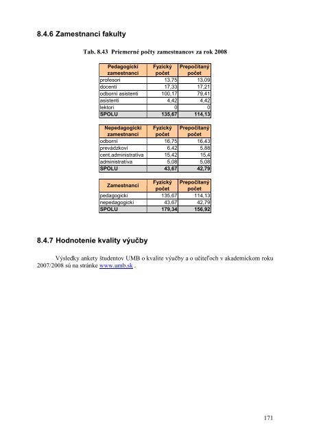 VS o Ã„Âinnosti UMB za rok 2008_final_na MÃ…Â  SR - Univerzita Mateja ...