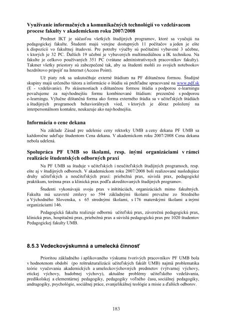 VS o Ã„Âinnosti UMB za rok 2008_final_na MÃ…Â  SR - Univerzita Mateja ...