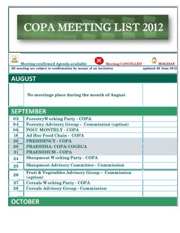 CO OPA A M EET TIN NG L LIST T 20 012