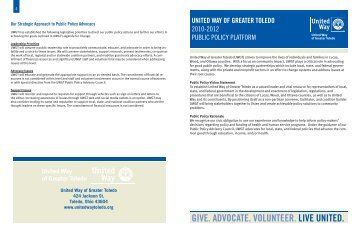 give. advocate. volunteer. live united. - United Way of Greater Toledo
