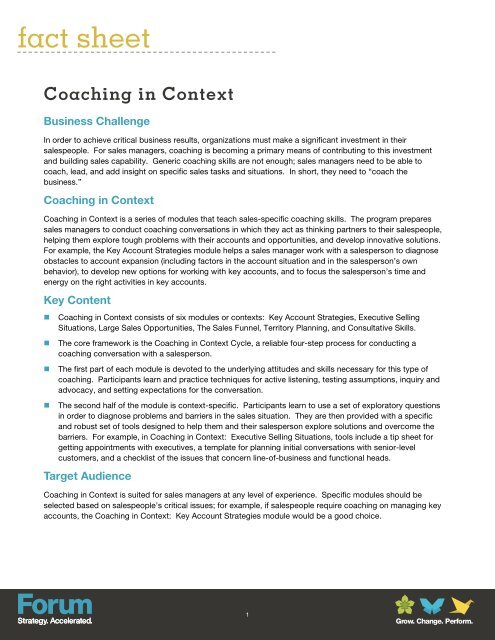 Coaching in Context