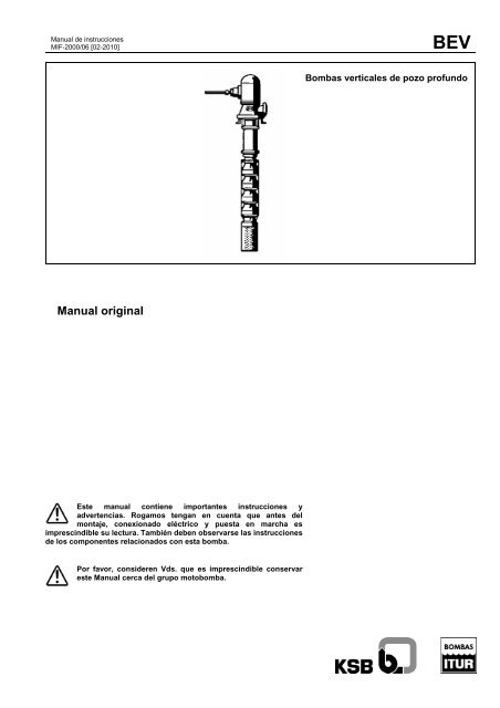 MANUAL DE INSTRUCCIONES SERIE: BEV - Itur