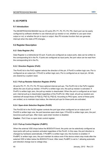 MC95FR464_DS_REV2.0_20120104.pdf - ABOV Semiconductor