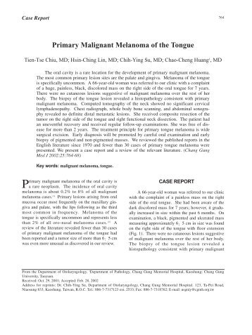 Primary Malignant Melanoma of the Tongue