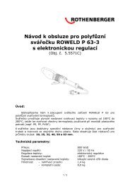 Návod k obsluze pro polyfůzní svářečku ROWELD P 63-3 ... - ESL, a.s.